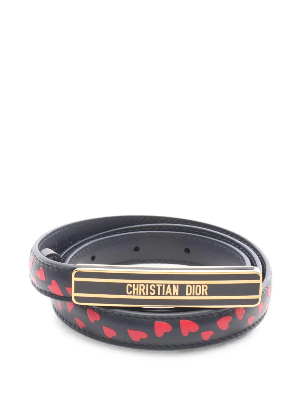 Christian Dior Pre-Owned 2010s mini heart-print logo-plaque belt - Blau