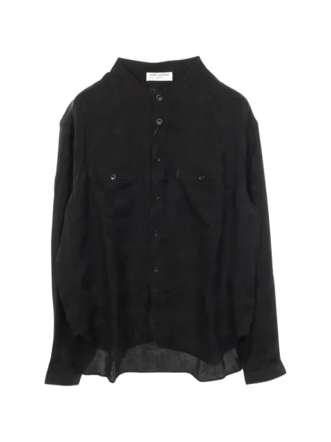 Saint Laurent Pre-Owned 2010s collarless patterned shirt