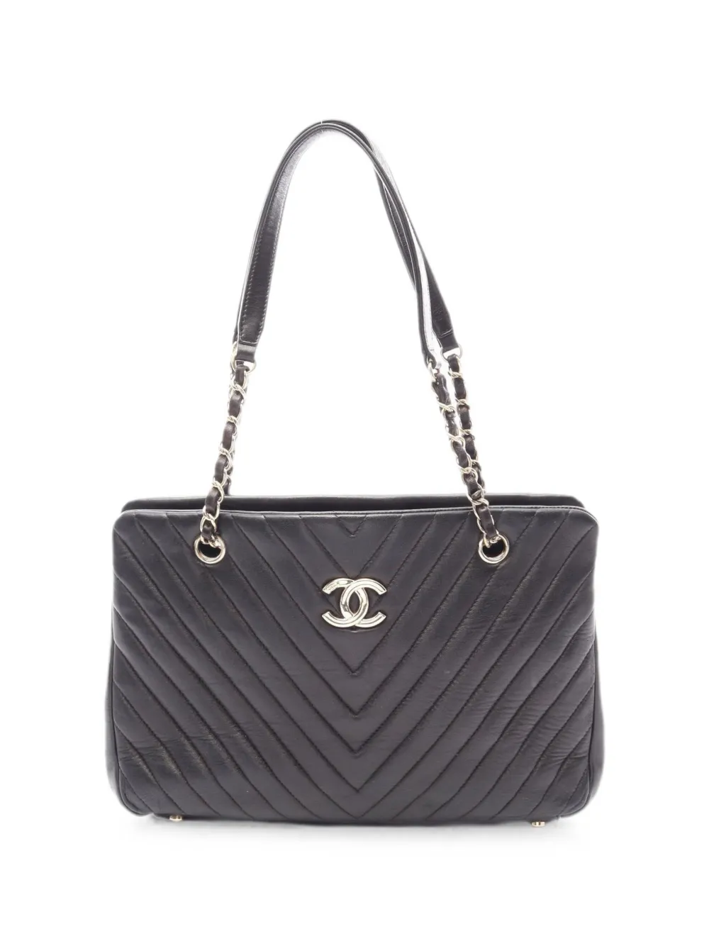 CHANEL Pre-Owned 2014-2015 chevron V-stitch tote bag - Nero