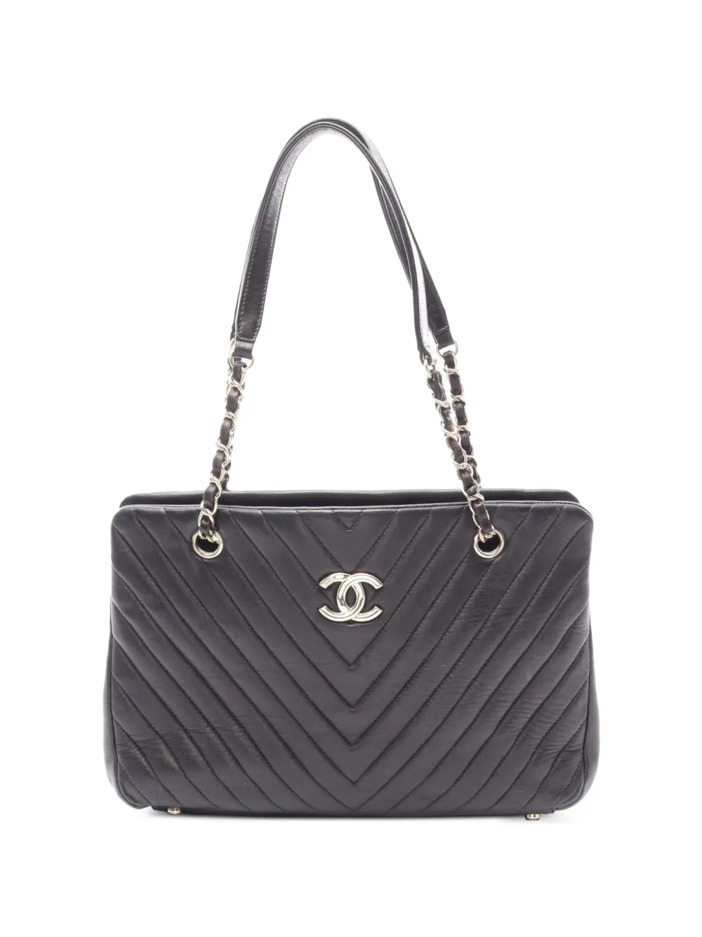 CHANEL Pre-Owned 2014-2015 chevron V-stitch tote bag - Nero