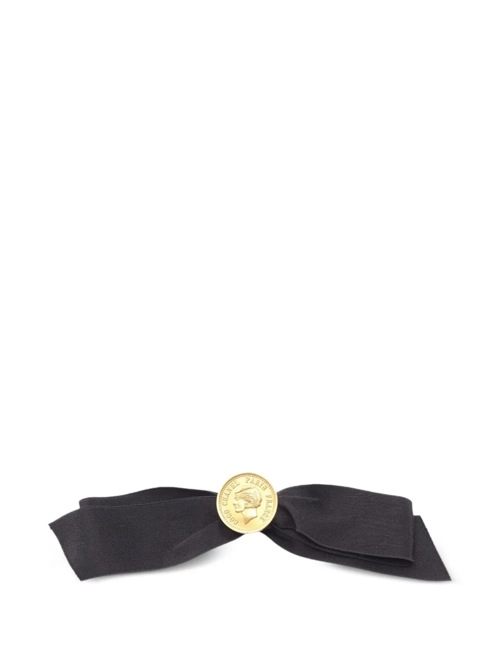 CHANEL Pre-Owned 1986-1988 ribbon medallion brooch - Nero