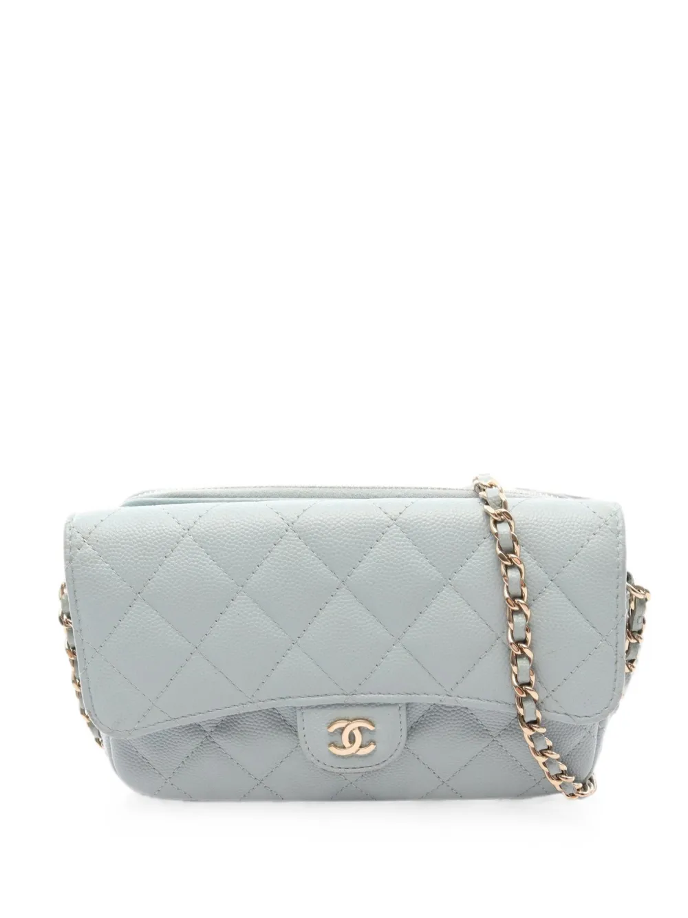 CHANEL Pre-Owned 2021-2022 Matelassé Caviar mini shoulder bag - Blau