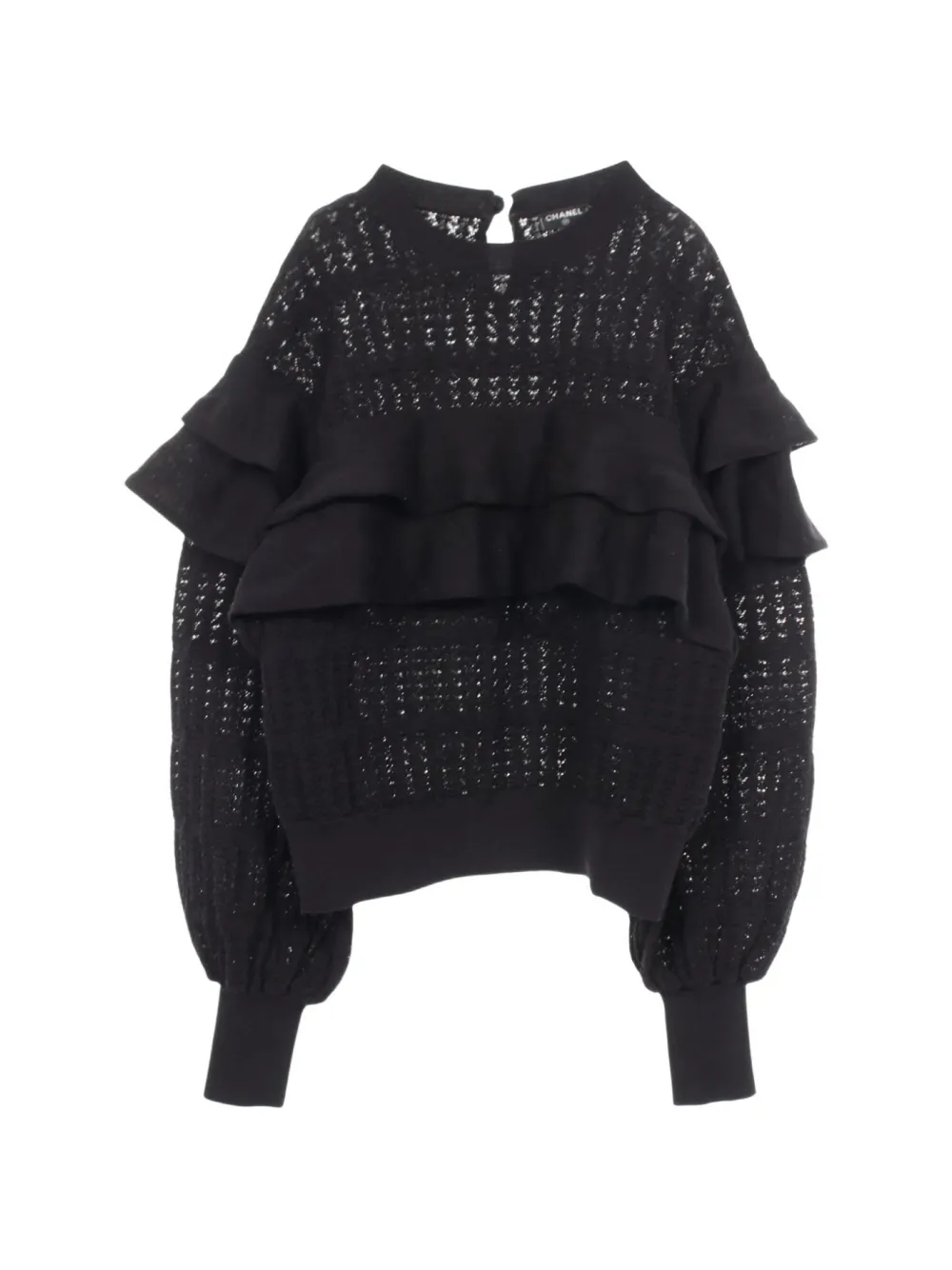 CHANEL Pre-Owned 1986-1988 Pullover mit Rüschenbesatz - Schwarz