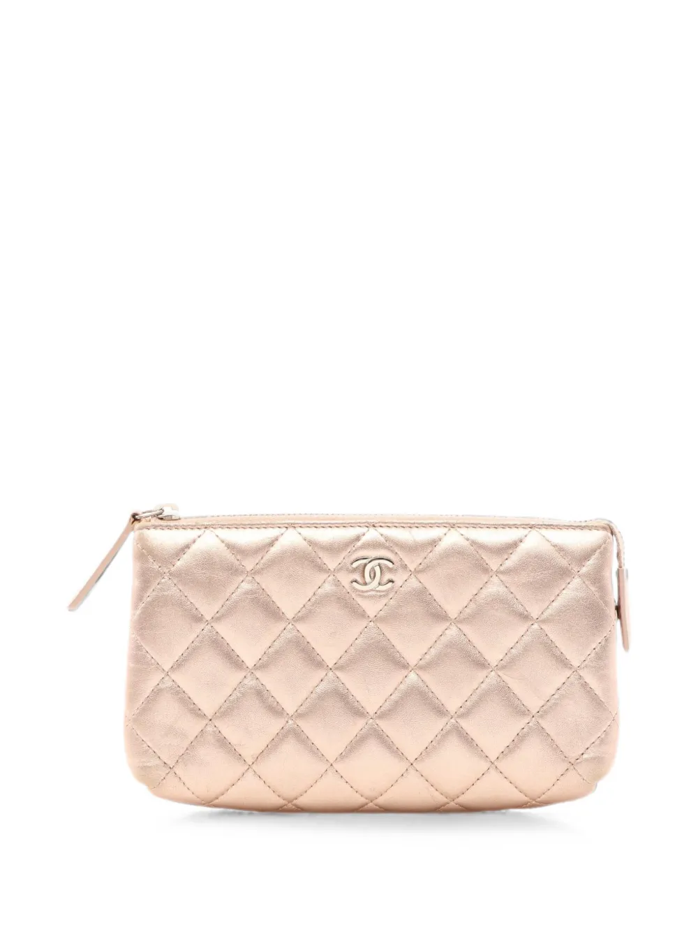 CHANEL Pre-Owned 2015-2016 Matelassé lambskin pouch - Rosa