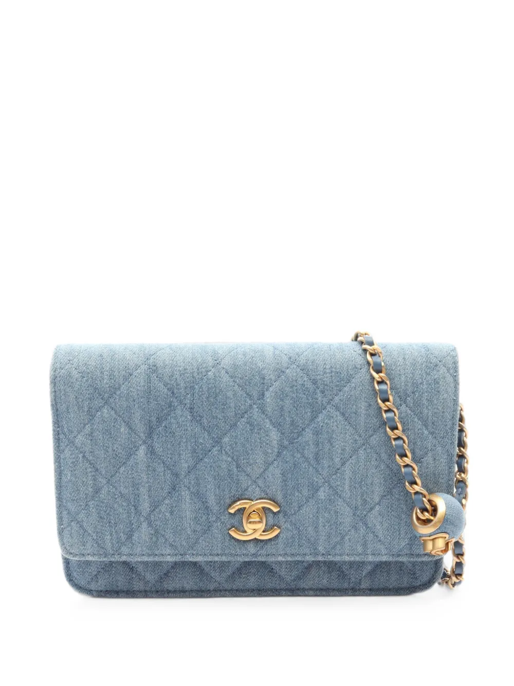 CHANEL Pre-Owned 2021 Matelassé chain wallet - Blau