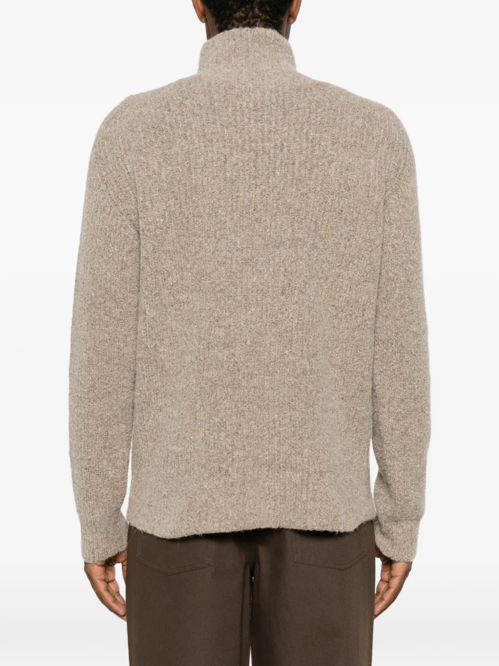 Roberto Collina Ribgebreide trui met hoge hals Beige