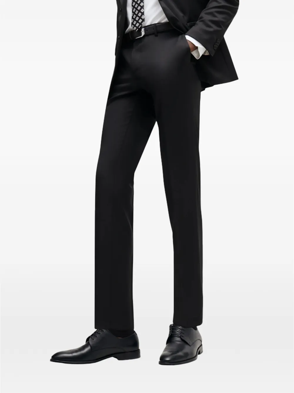 BOSS Geplooide pantalon Zwart