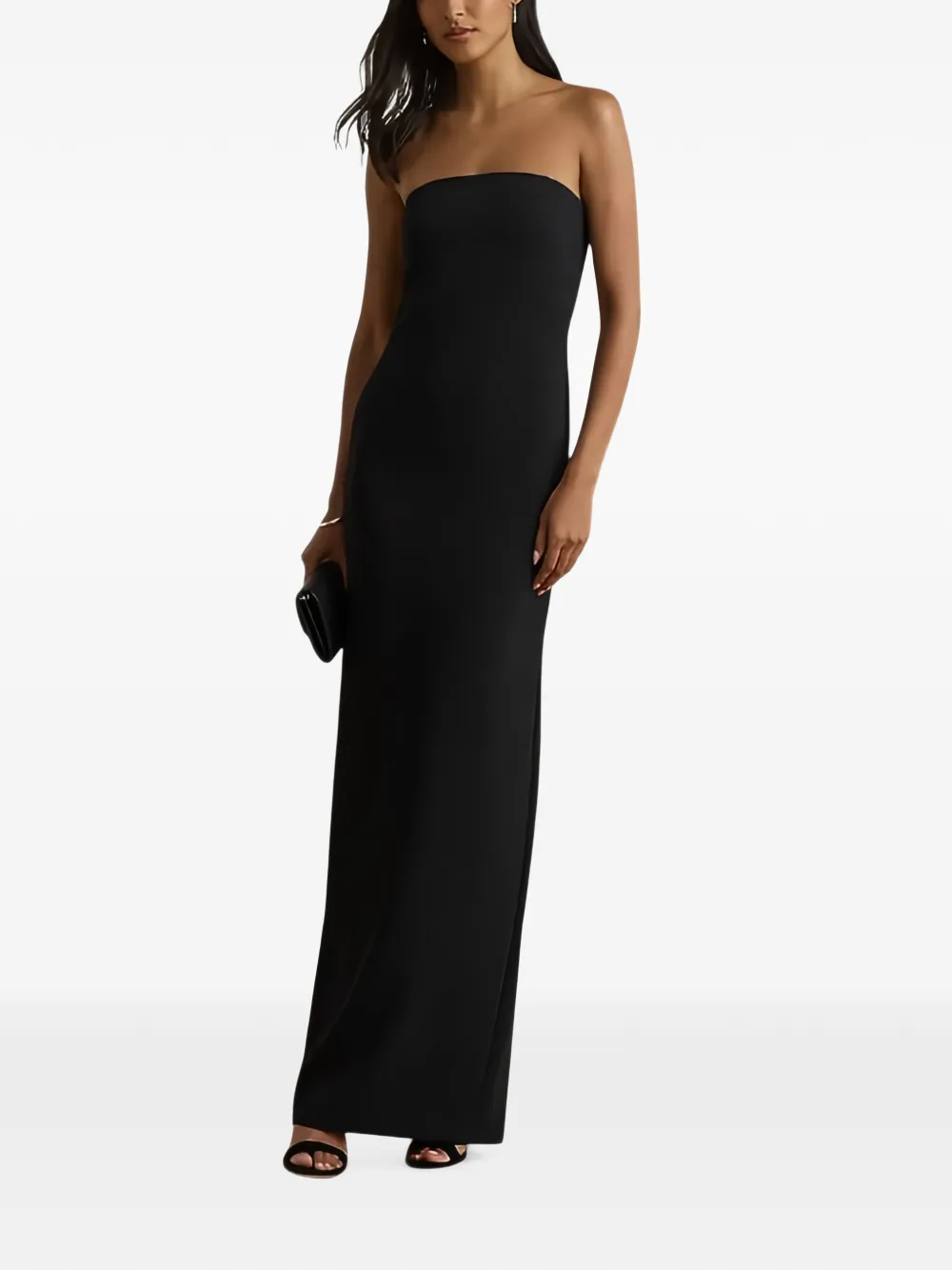 Lauren Ralph Lauren Strapless maxi-jurk met split aan de achterkant Zwart