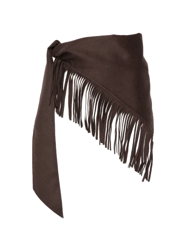 Carven Fringe-trim Scarf in Brown