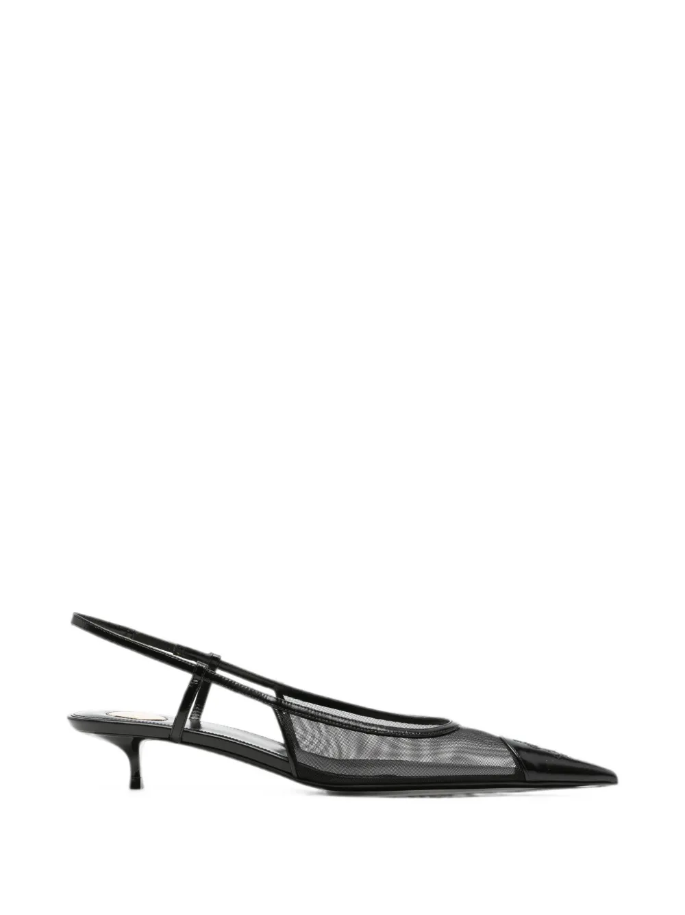 Saint Laurent mesh-panelled pointed-toe slingback pumps - Schwarz