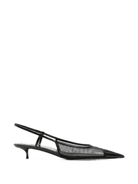 Saint Laurent mesh-panelled pointed-toe slingback pumps