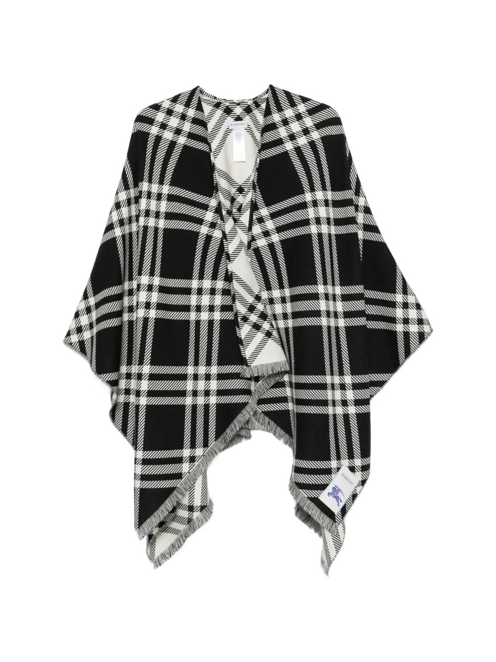 Burberry check frayed cape - Nero