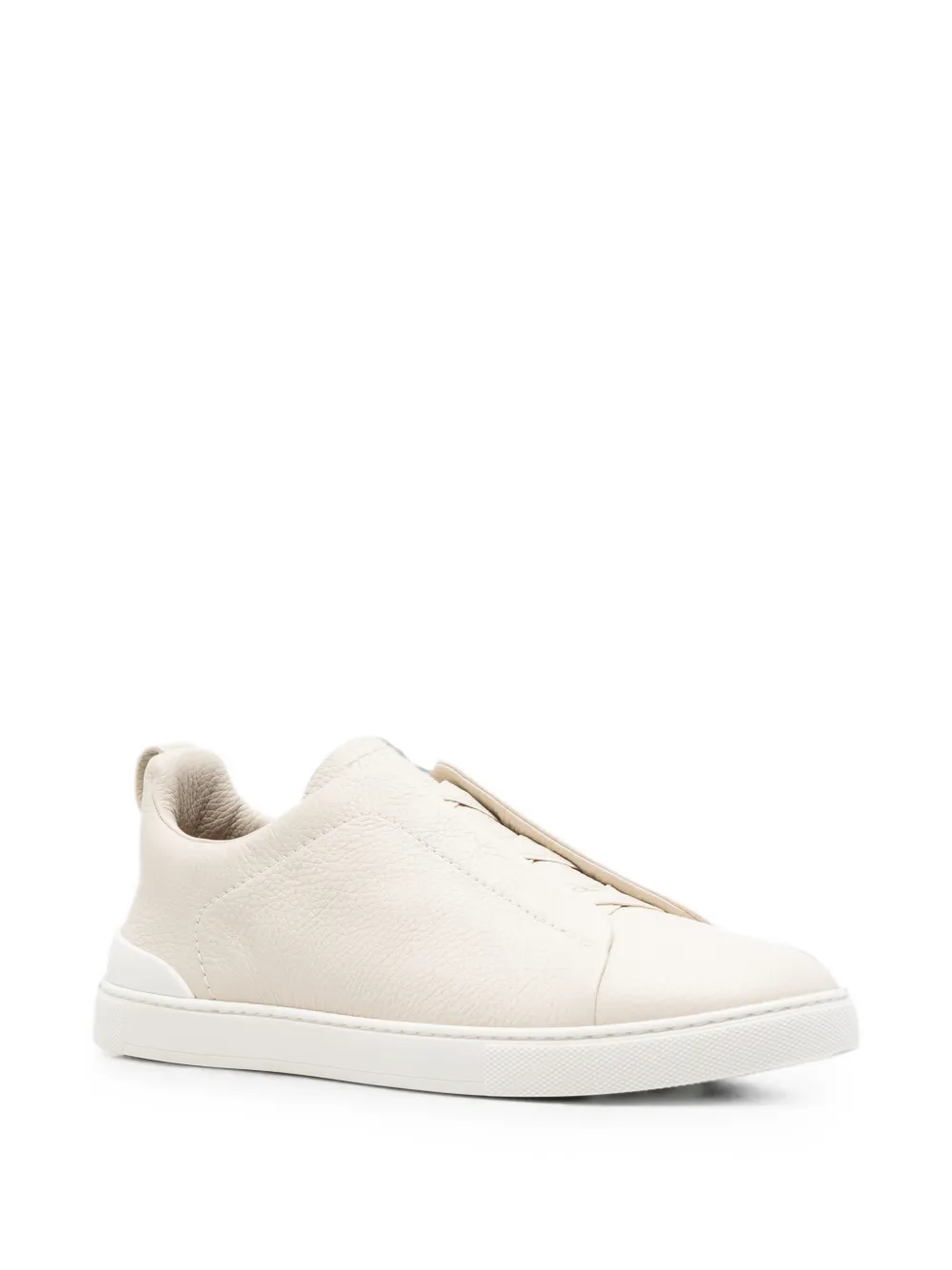 Zegna Triple Stitch bewerkte leren sneakers Beige