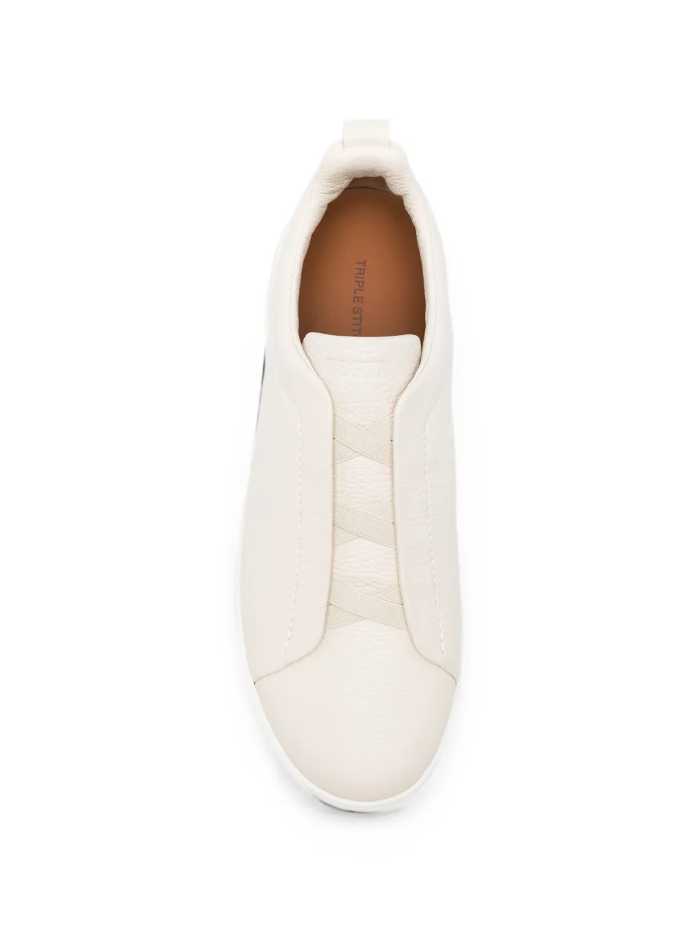 Zegna Triple Stitch bewerkte leren sneakers Beige