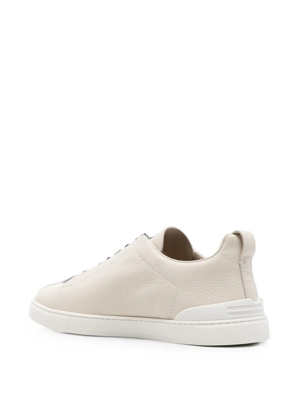 Zegna Triple Stitch bewerkte leren sneakers Beige