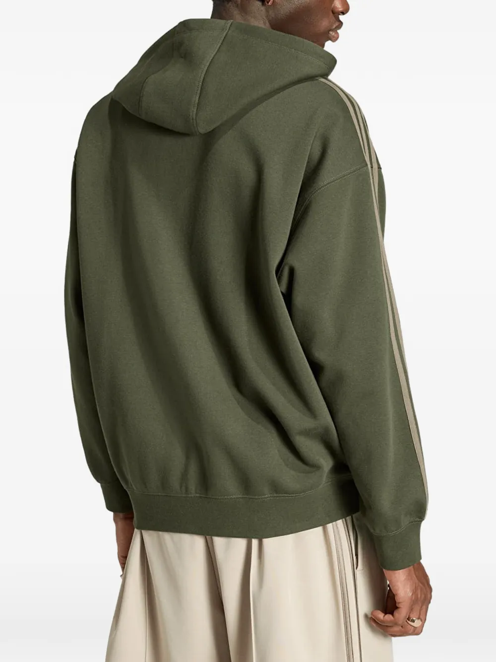 adidas logo-embroidered zip-up hoodie Groen