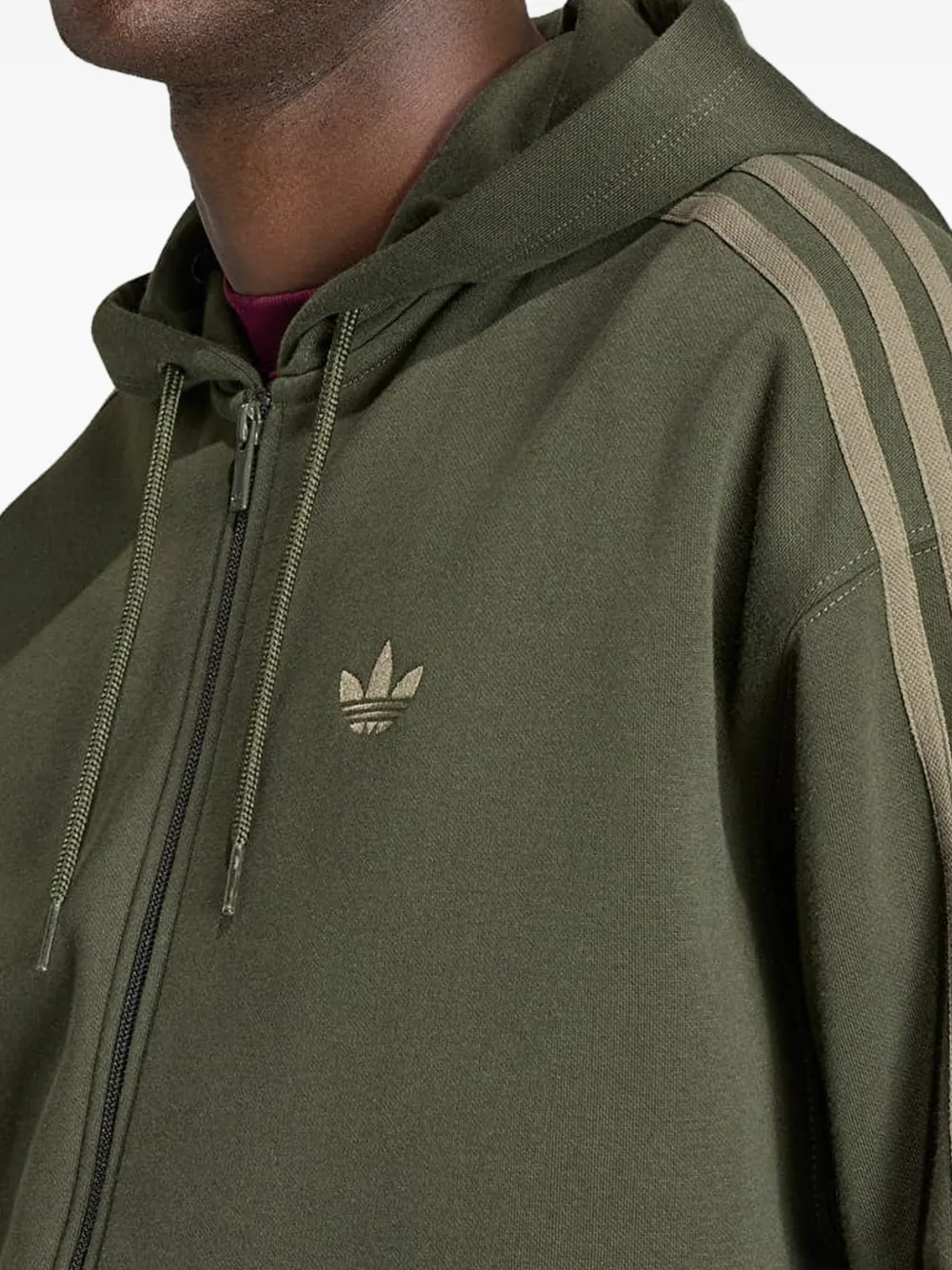 adidas logo-embroidered zip-up hoodie Groen