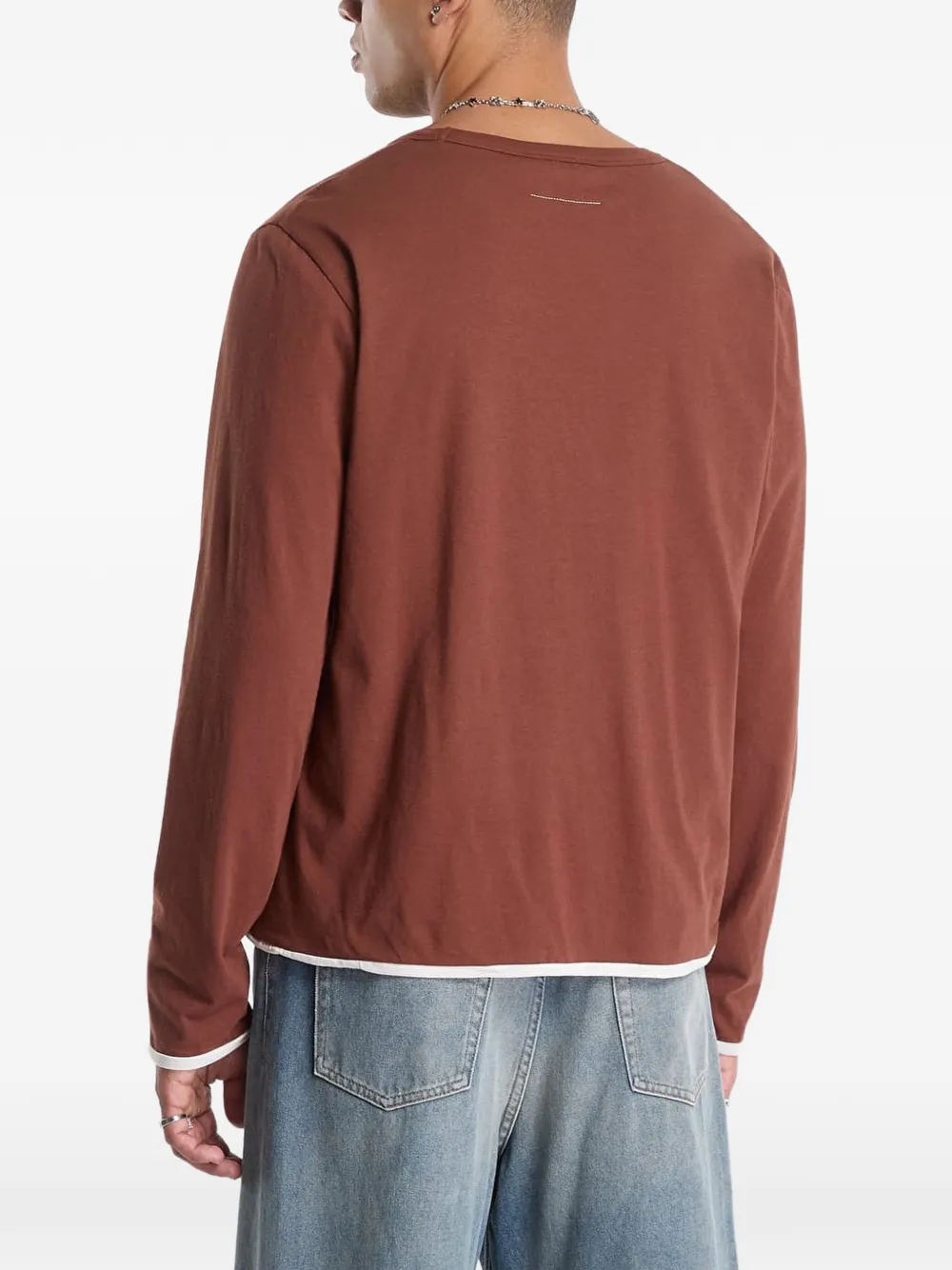 MM6 Maison Margiela T-shirt met logoprint met lange mouwen Bruin