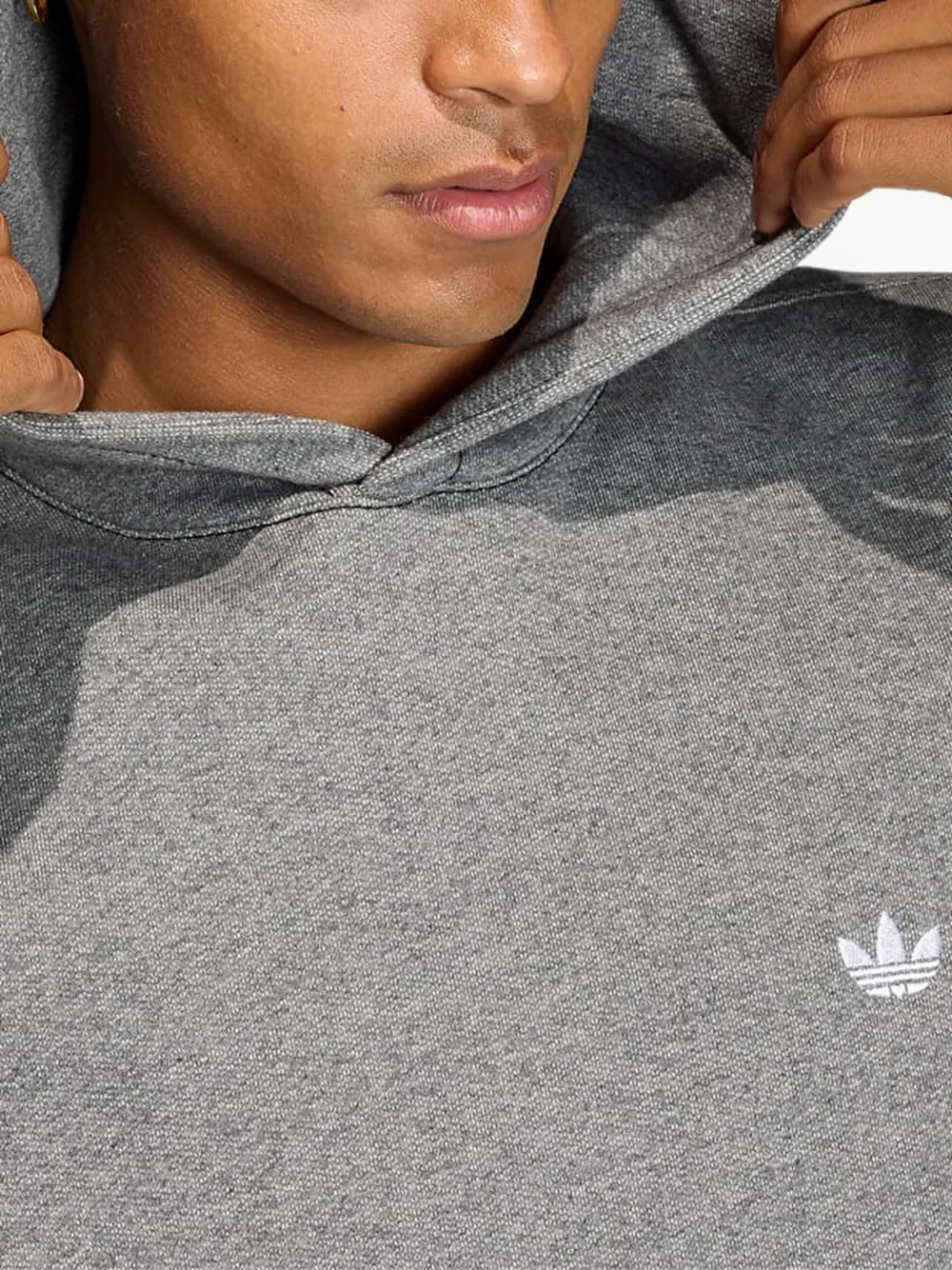 adidas logo-embroidered loose-fit hoodie Grijs
