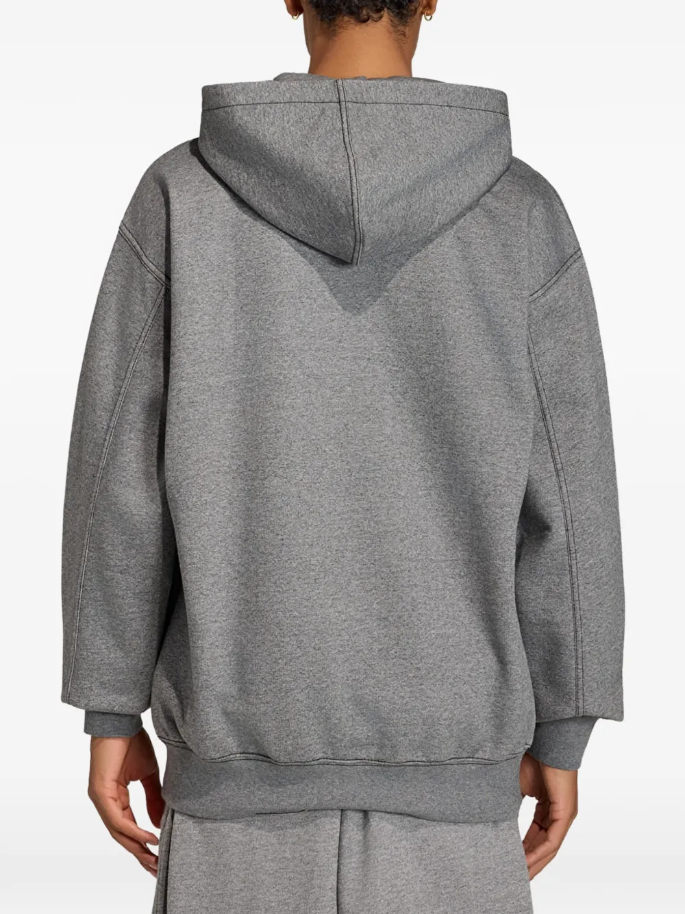 adidas logo-embroidered loose-fit hoodie Grijs