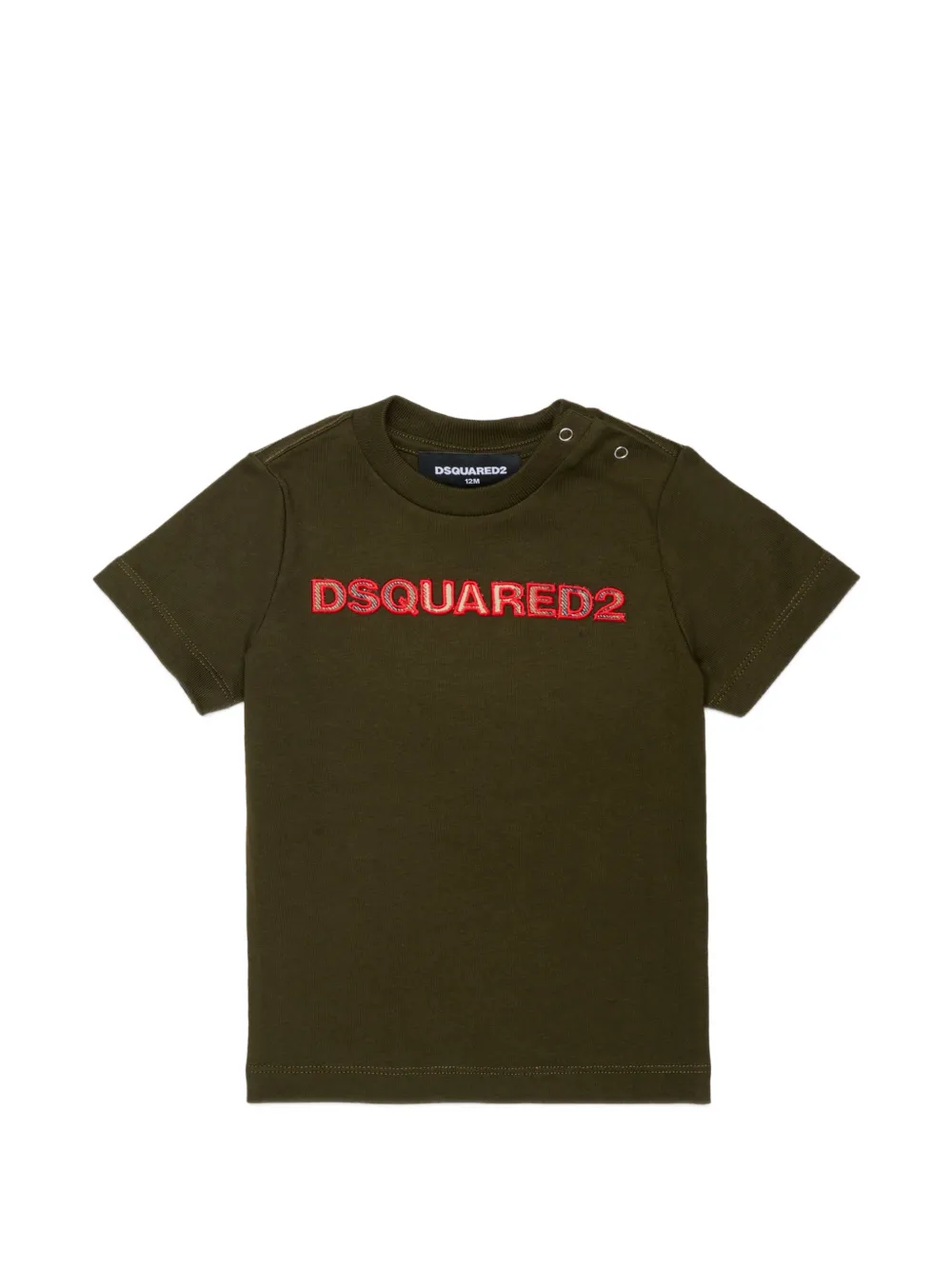 DSQUARED2 KIDS logo-embroidered shoulder-button T-shirt - Verde