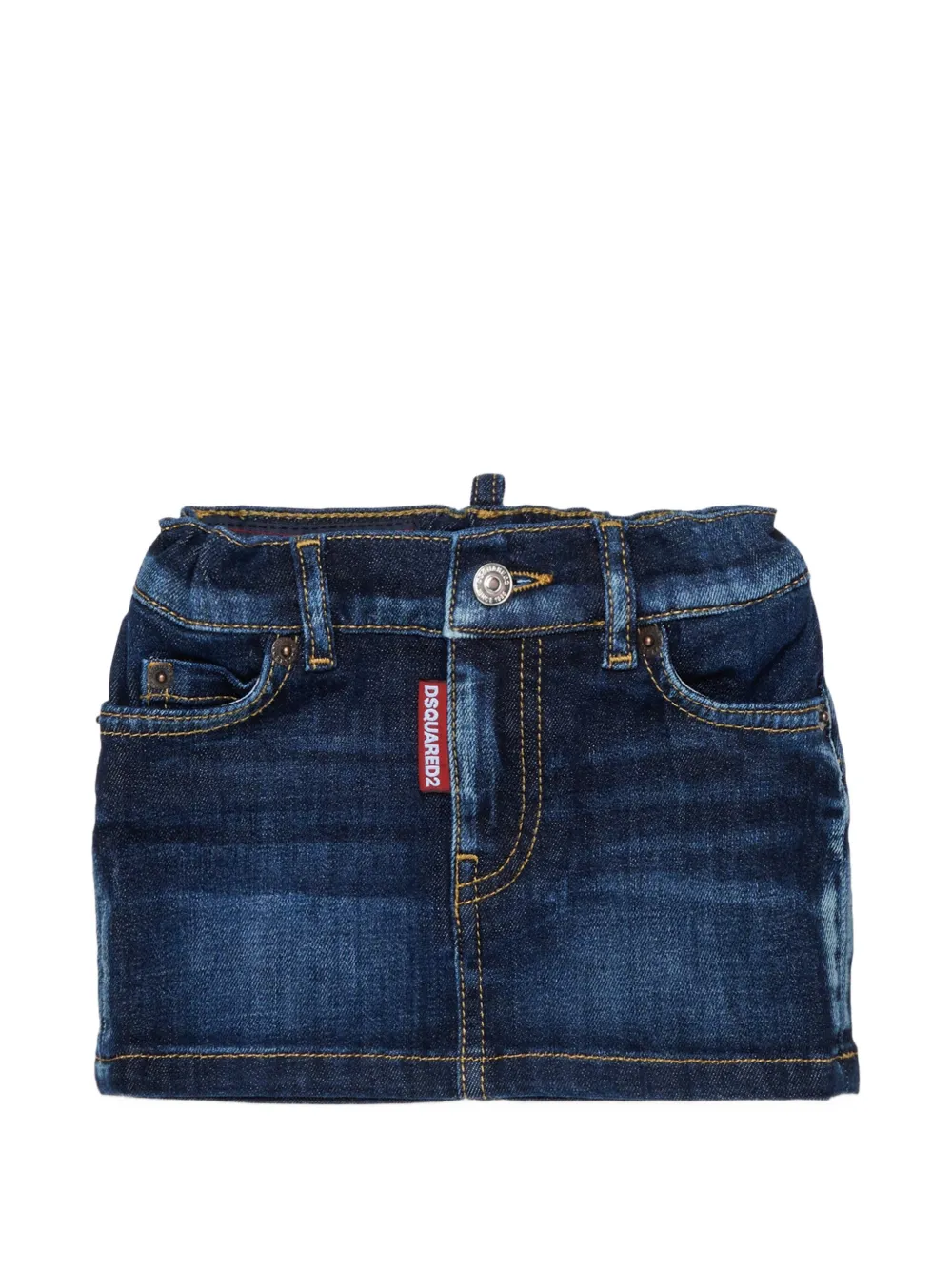 DSQUARED2 KIDS embroidered-pocket denim mini skirt - Blu