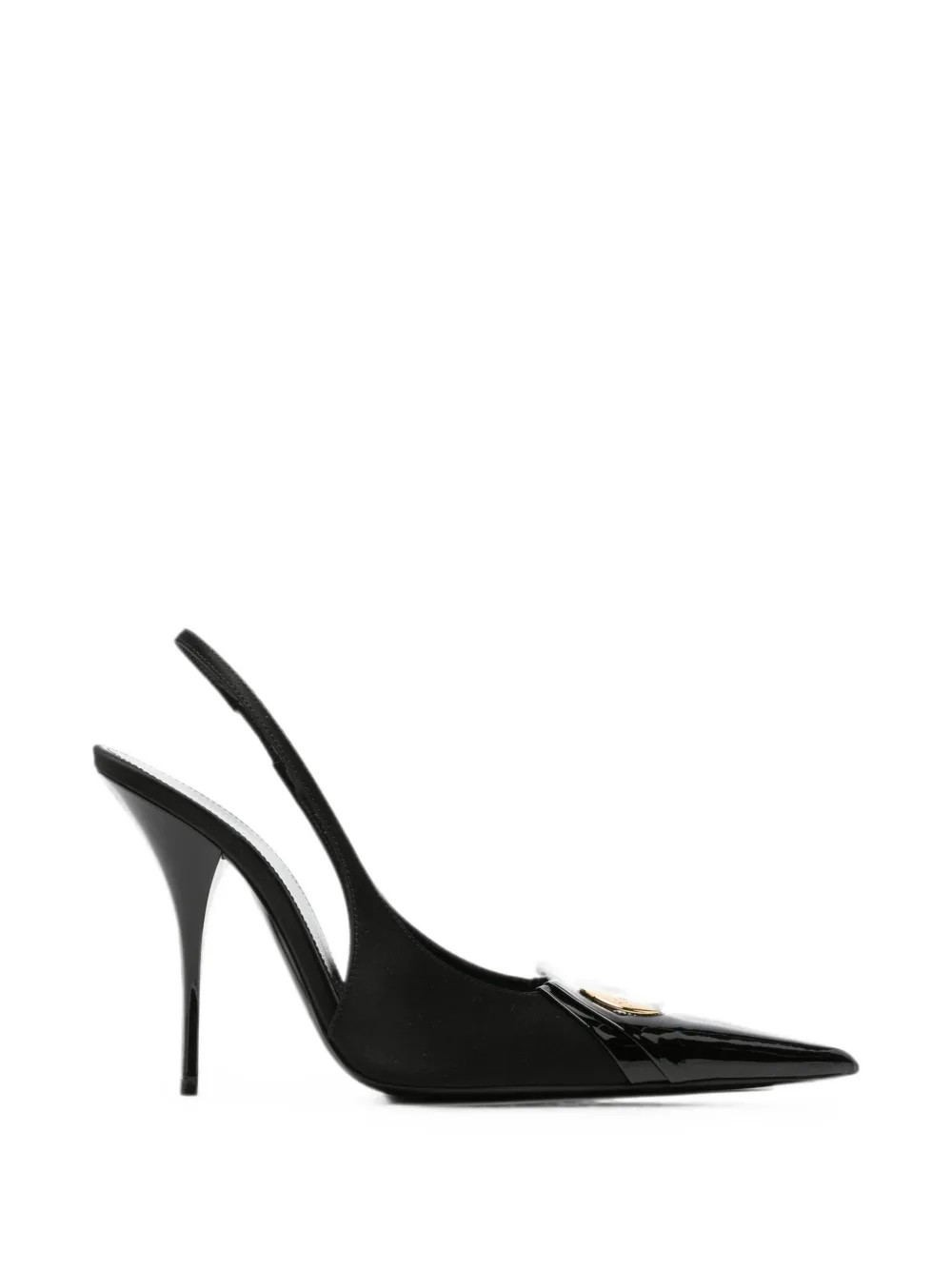 Saint Laurent Louis slingback pumps in patent leather and satin - Schwarz