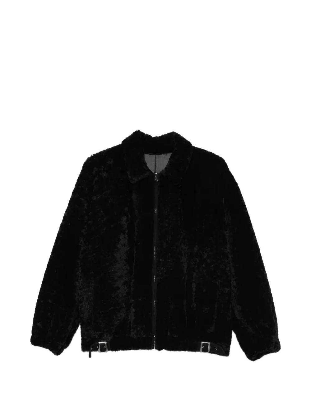 Simonetta Ravizza Strappy buckle-detail fur jacket - Schwarz