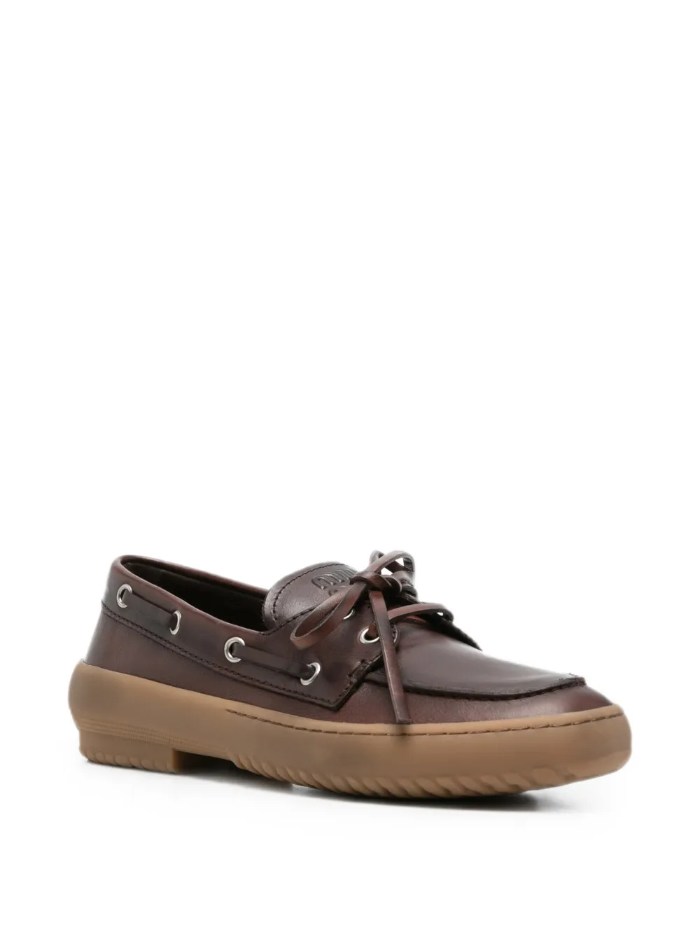 Miu Leren loafers Bruin
