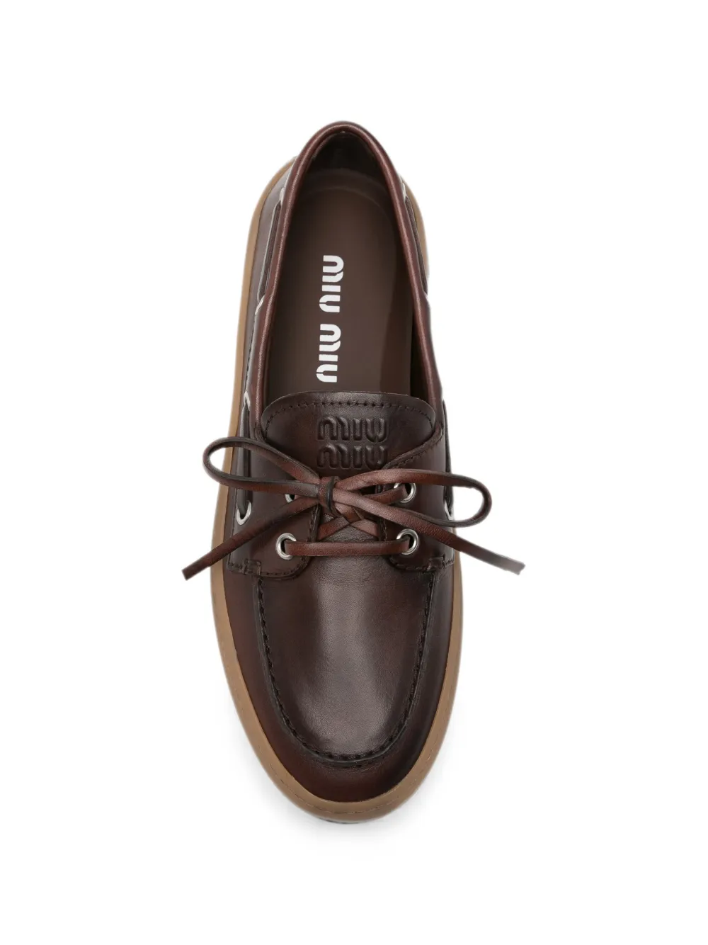 Miu Leren loafers Bruin
