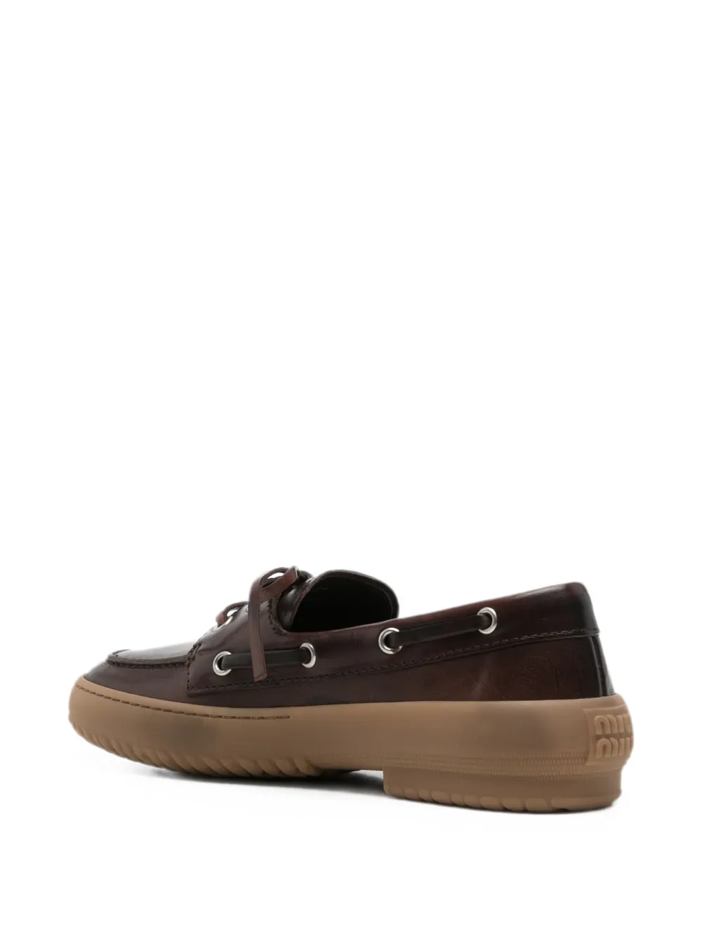 Miu Leren loafers Bruin