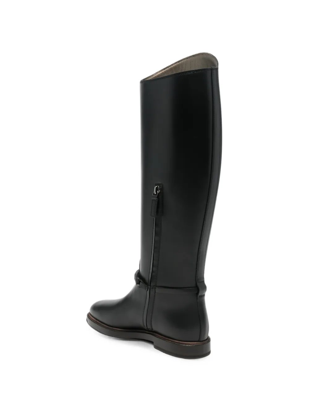 Brunello Cucinelli Monili-chain leather boots Zwart
