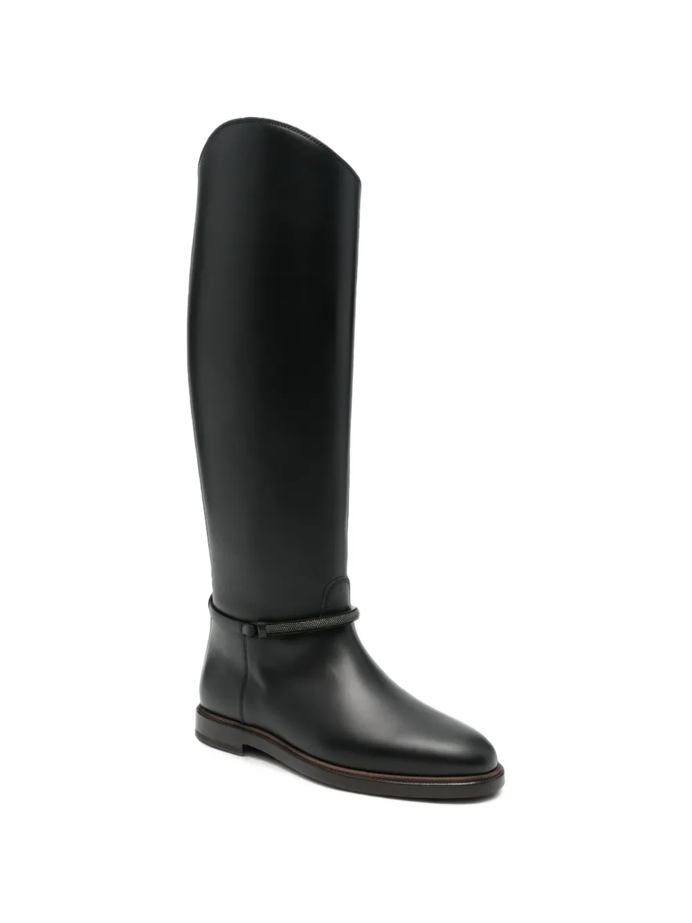 Brunello Cucinelli Monili-chain leather boots Zwart