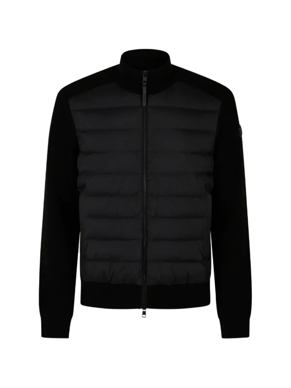 Moncler カーディガン 長袖 アイボリー ブラック Moncler ウール＆カシミアブレンド パデッドカーディガン | ブラック