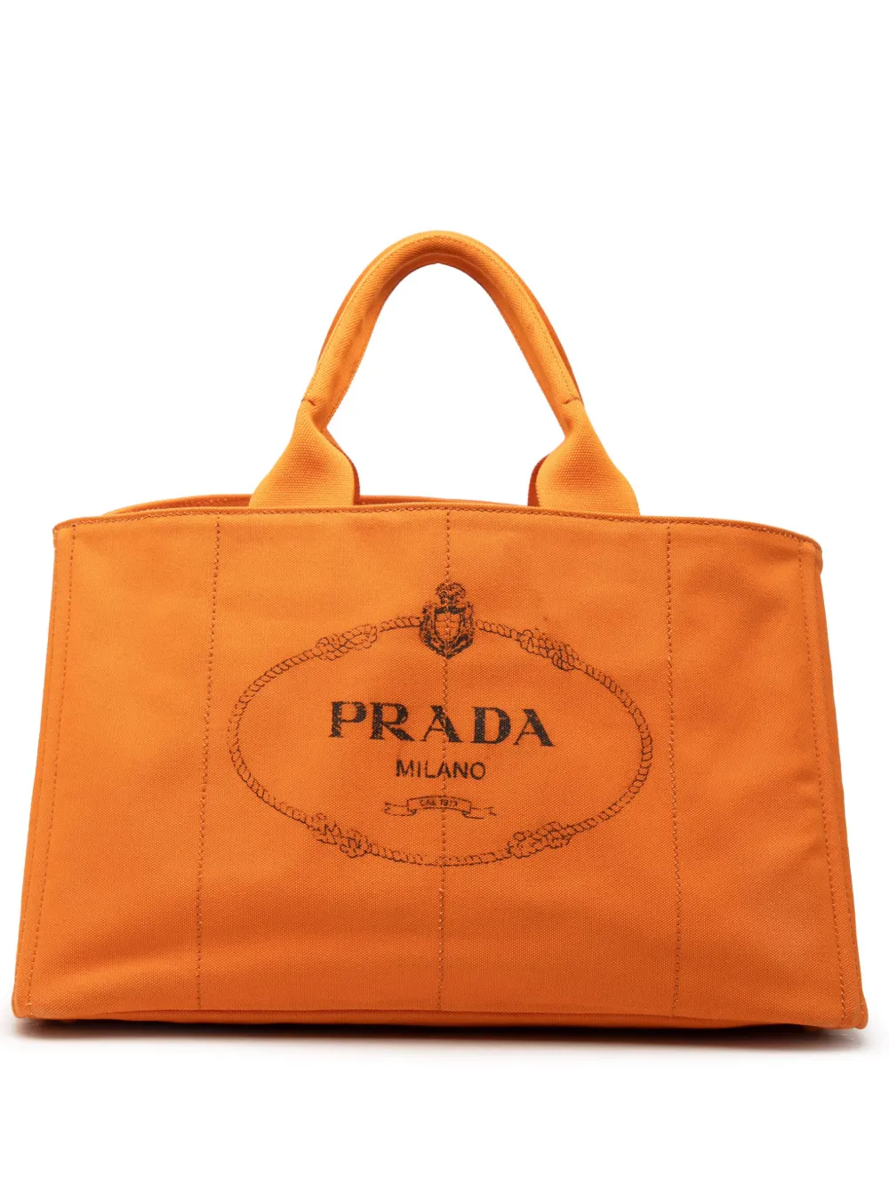Prada Pre-Owned 2000-2026 Large Canvas Canapa Logo Tote satchel - Orange