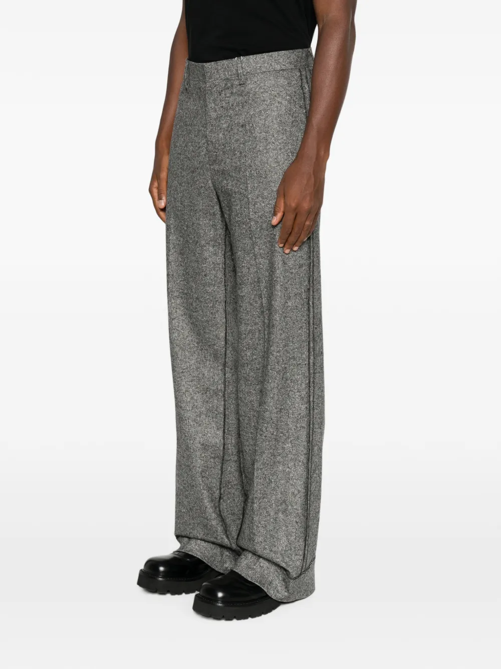 MM6 Maison Margiela Broek met wijde pijpen en riemlussen Grijs