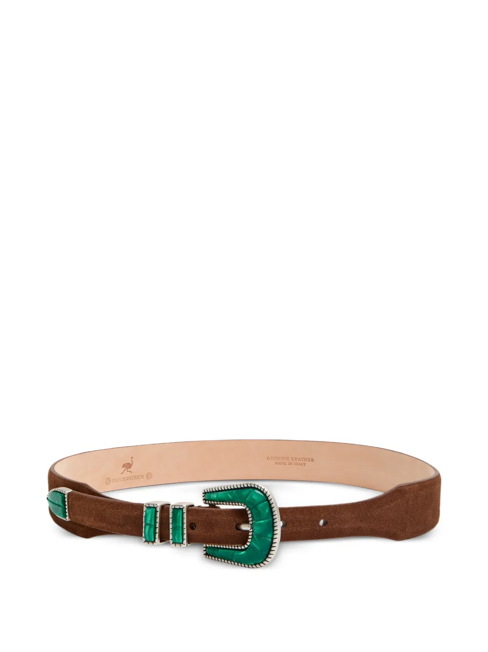 Silver Ostrich Cintura Crazy Color - Marrone