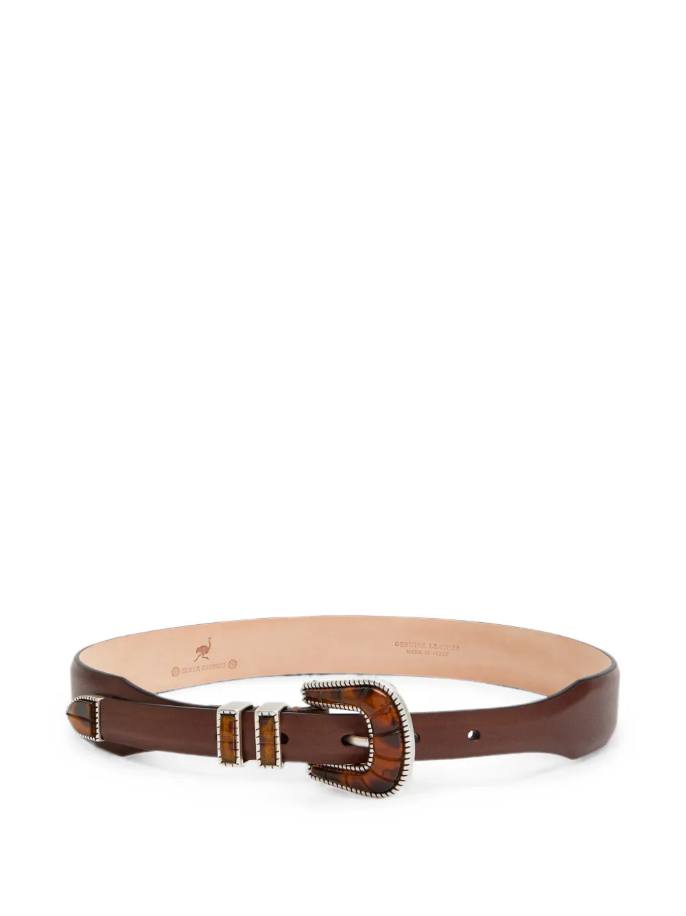 Silver Ostrich Cintura Crazy Color - Marrone