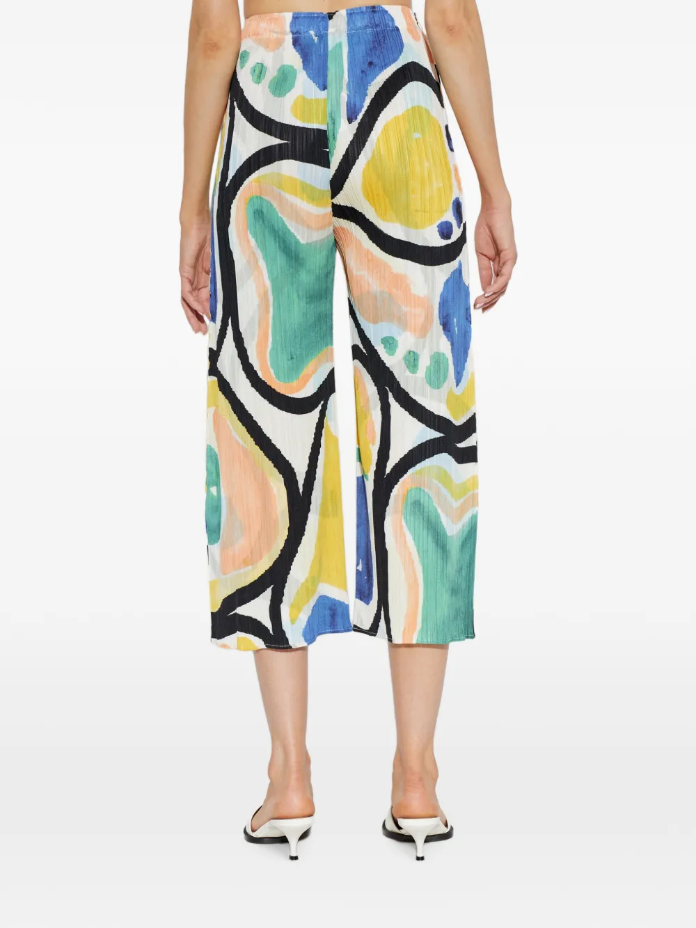 Pleats Please Issey Miyake Roll broek met plissé-effect en abstracte print Beige