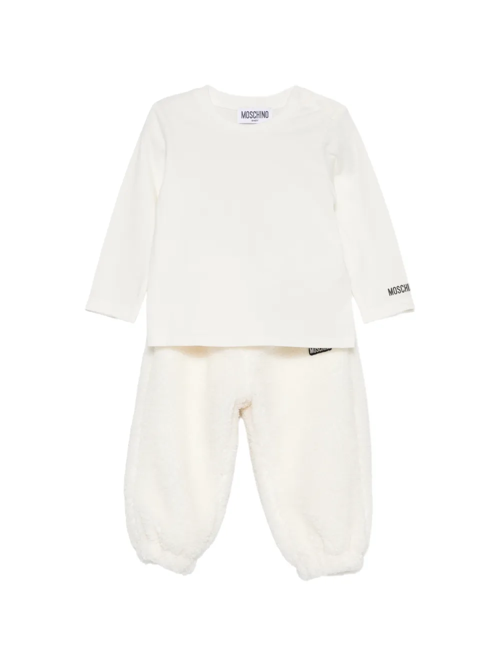 Moschino Kids Driedelige broekset met logo-detail Wit
