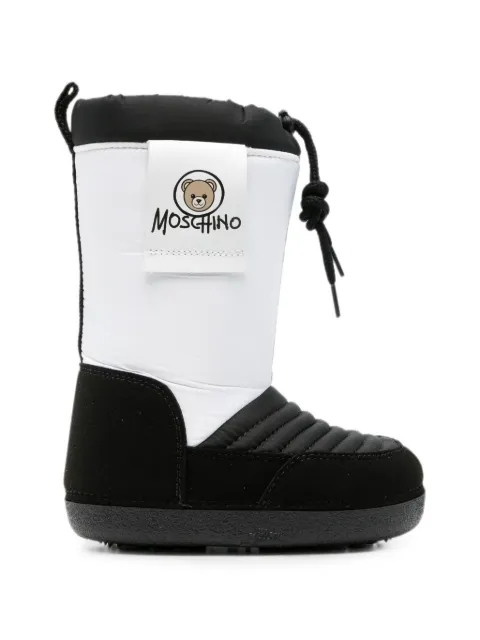 Moschino Kids logo-patch quilted boots