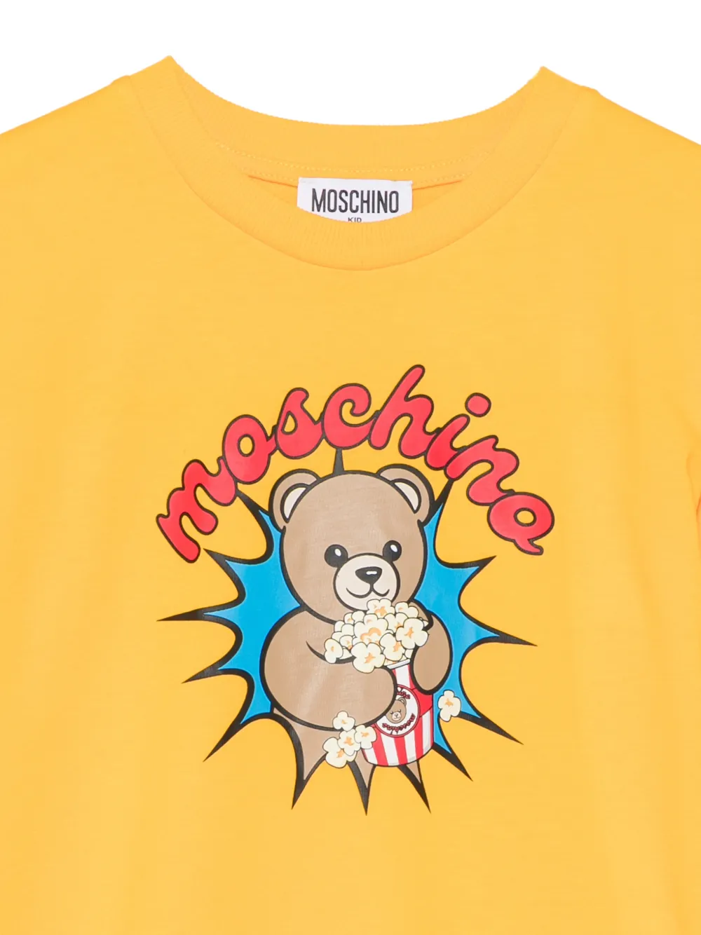 Moschino Kids Teddy Bear popcorn-print T-shirt Geel