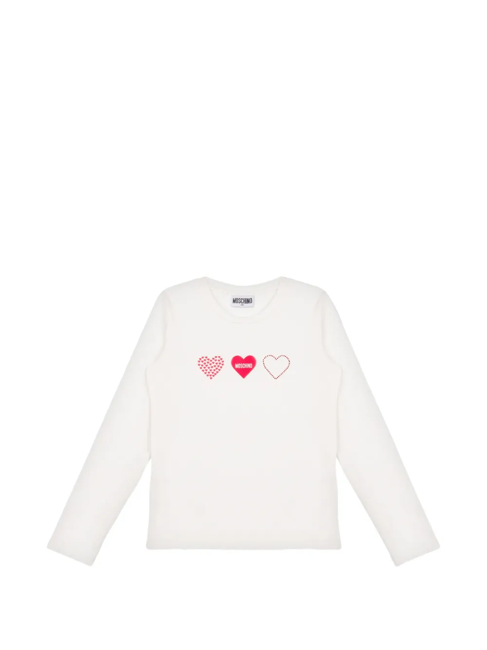 Moschino Kids heart-print long-sleeve T-shirt - Toni neutri