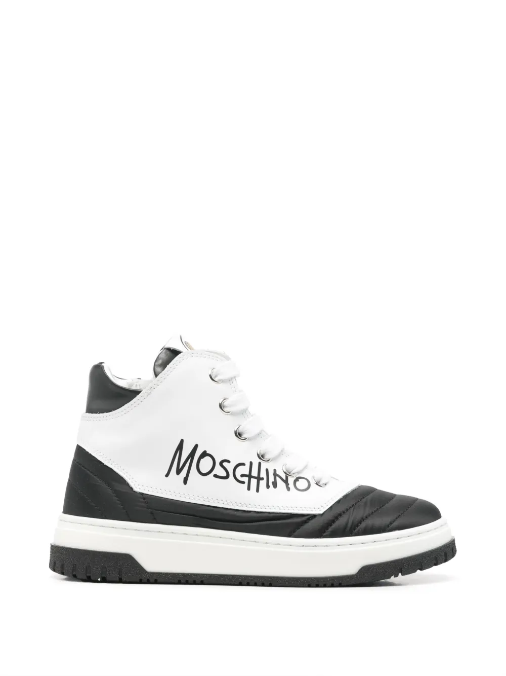 Moschino Kids logo-print panelled sneakers - Bianco