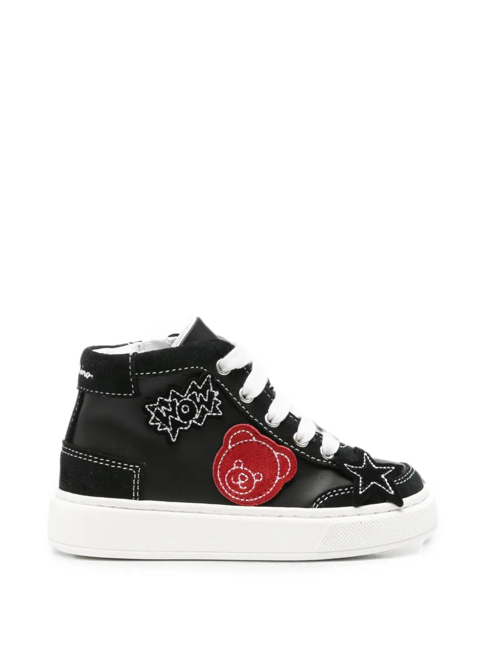 Moschino Kids Teddy Bear patch high-top sneakers - Nero