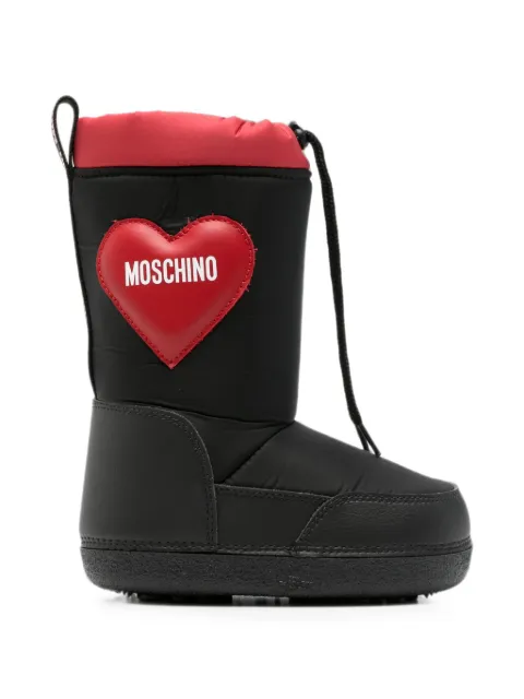 Moschino Kids heart-patch logo-print boots