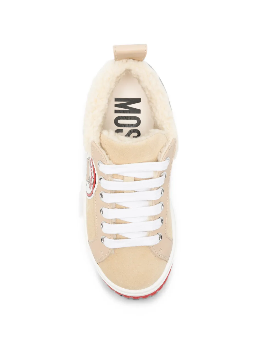 Moschino Kids Teddy Bear sneakers met lammy afwerking en patch Beige