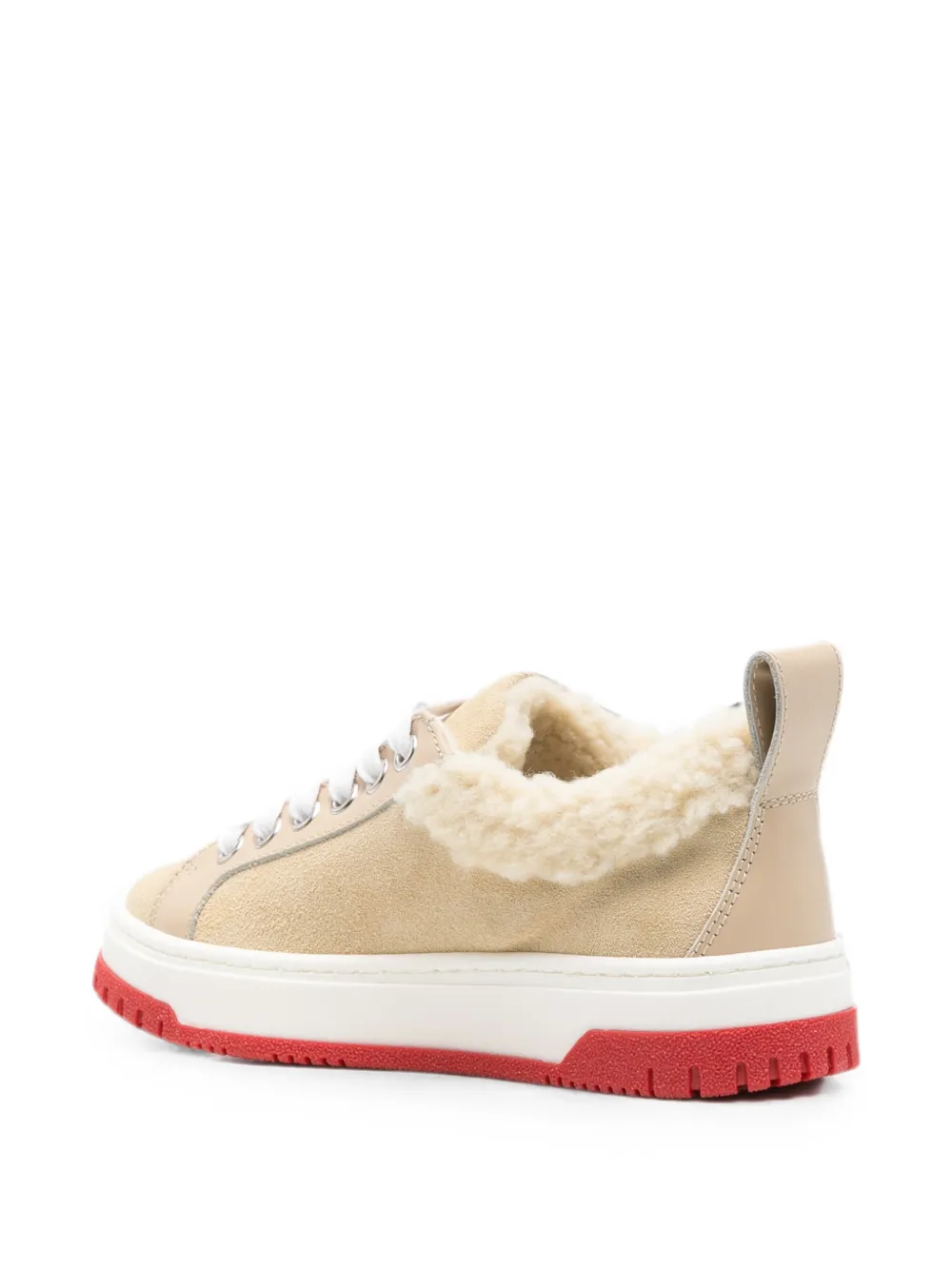 Moschino Kids Teddy Bear sneakers met lammy afwerking en patch Beige