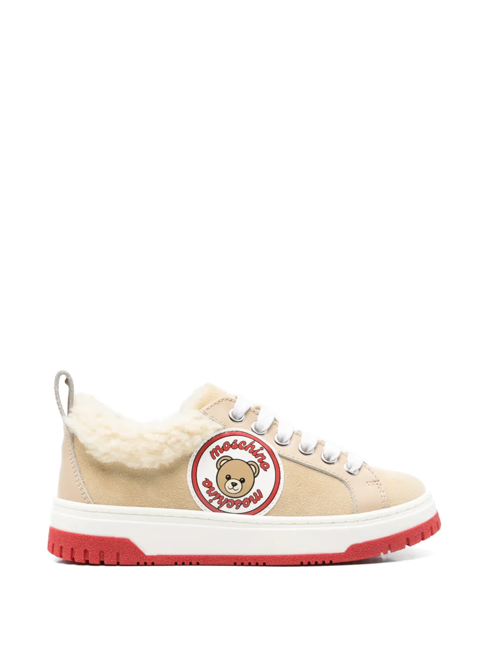 Moschino Kids Teddy Bear patch shearling-trim sneakers - Toni neutri