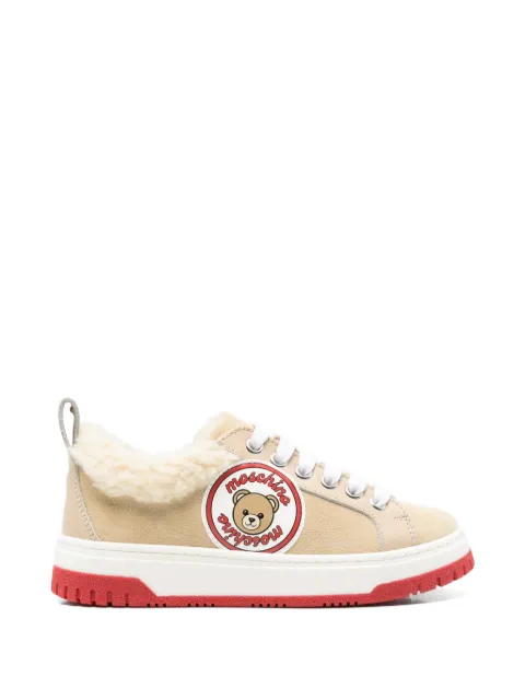 Moschino Kids Teddy Bear patch shearling-trim sneakers